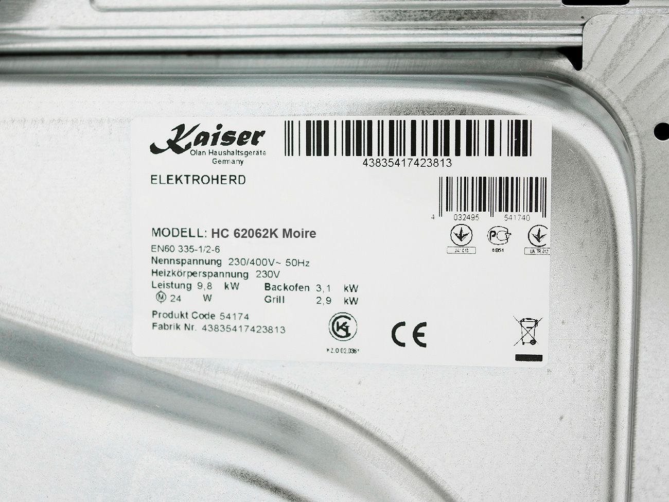 Кухонная плита электрическая KAISER HC 62062 K Moire
