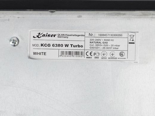 Варильна поверхня газова KAISER KCG 6380 W Turbo